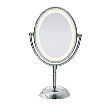Imagem de Conair Espelho de maquiagem dupla face refletions da coleção iluminada por LED, ampliação 1x/7x, cromo polido