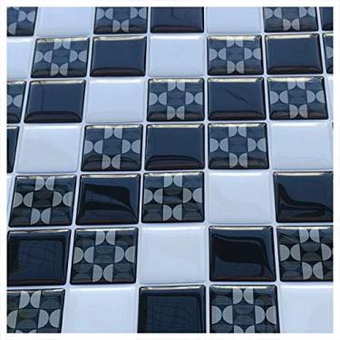 Imagem de Pastilha Adesiva Monocromática Cinza e Branco Resinada Kit 4 Placas