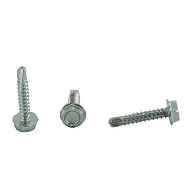 Imagem de #8 Parafusos de tek de metal com ponta de perfuração para cabeça de arruela sextavada, aço inoxidável 410, autoperfurador, #8 x 3/4"