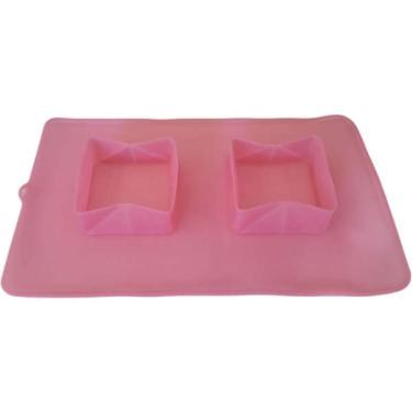 Imagem de Comedouro e Bebedouro Silicone Quadrado Rosa - Tam. Único