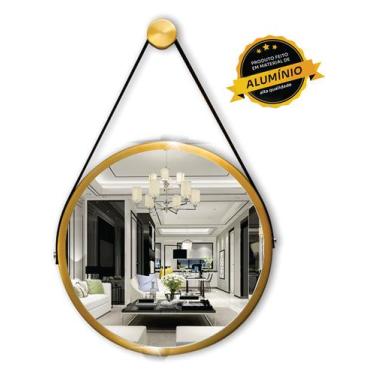 Imagem de Espelho Redondo Decorativo Suspenso Com Alça 60cm + Suporte - Mev Mirr