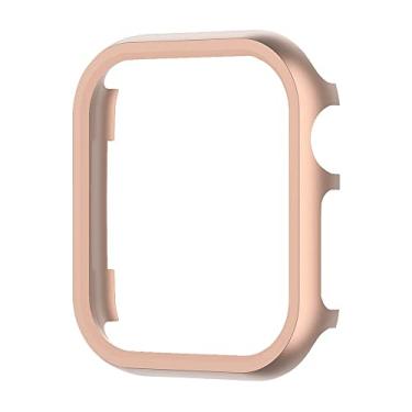 Imagem de VBWVA Capa de liga de alumínio para Apple Watch Series 7 41mm 45mm capas de metal para iWatch 6 SE 5 3 40mm 44mm capa protetora de moldura (cor: ouro rosa, tamanho: 41MM)