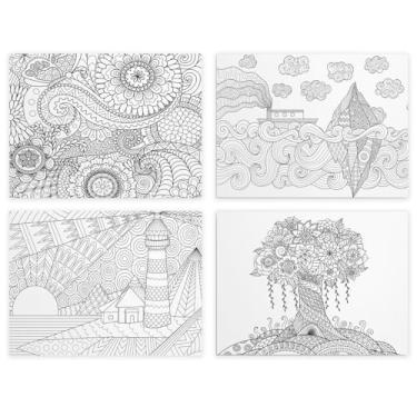 Imagem de Tela Para Pintura Infantil Colorir Pintar Kit 4 Unidades Canvas 60x40cm (Complexos)