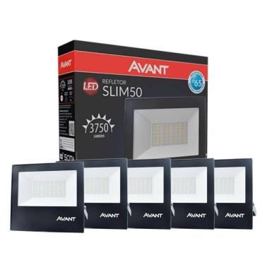 Imagem de Refletor Led Avant 50W 3000K Bivolt Preto 5 Unidades