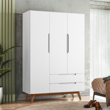 Imagem de Guarda Roupa Infantil Retrô 3 Portas 2 Gavetas Alpi Olivar Móveis Branco