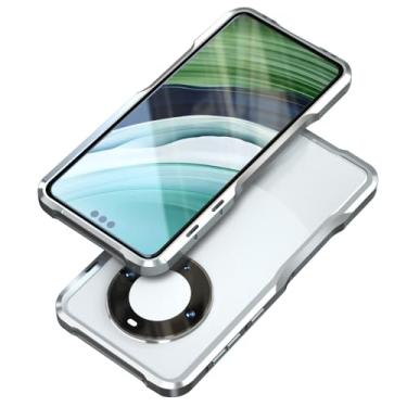 Imagem de IBLuon Capa para Huawei Mate 60 Pro/60, capa de telefone com moldura de metal de alumínio fina e rígida com borda elevada à prova de choque capa de proteção para mulheres homens, prata, 60 Pro