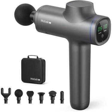 Imagem de Pistola de massagem nas costas, massageador de relaxamento muscular com 6 cabeças de massagem para academia, escritório, casa, pós-treino, alívio da dor, Dark Grey