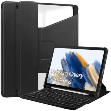 Imagem de Capa para tablet Compatível com capa Samsung Galaxy Tab A9 Plus com teclado sem fio removível S Pen Holde, capa de TPU macia com visualização em vários ângulos, suspensão/despertar automático Galaxy T