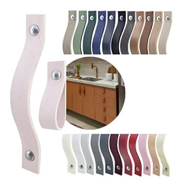 Imagem de Puxador Alça Full Parafuso para Móveis Armário Guarda Roupa Gaveta Porta Baús Caixas Bandeja Cesto Tábua Cor Textura de Couro (Rosa Claro)