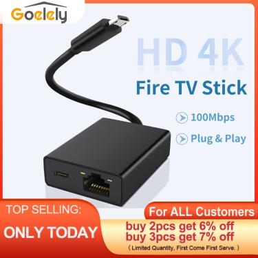 Imagem de Goelely Placa de rede externa  adaptador Ethernet para Smart TVs  Micro Port  4K  Fire TV Stick