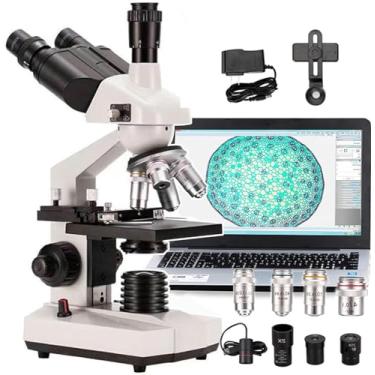 Imagem de CHONGHAN Microscópio,40x-5000x MicroscóPios Binoculares/Trinoculares,MicroscóPio Composto-Ocular EletrôNica/Lente Objetiva,Para LaboratóRio Escolar EducaçãO Domiciliar,Binocular