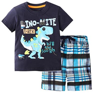 Imagem de Cor sólida Baby Clothe Cartoon Dinosaur Prints T Shirt Tops Shorts Roupas Infantis Crianças 6 Meses Jaqueta de Bebê, Preto, 5-6 Anos