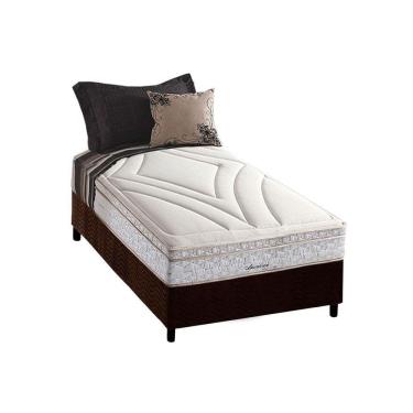 Imagem de Conjunto Box Solteiro: Colchão Molas Herval Maxspring American + Base CRC Suede Brown(88x188)