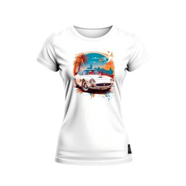 Imagem de Baby Look Estampada Algodão Premium Feminina T-Shirt Carro Paisagem Branco P