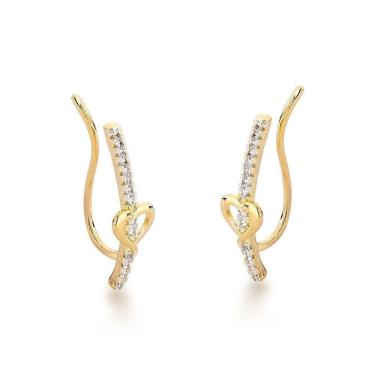Imagem de Brinco Earcuff Com Coração Banhado A Ouro 18k