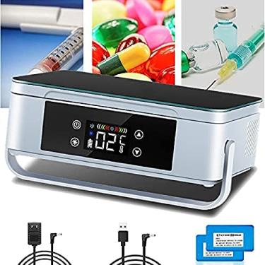 Imagem de Refrigerador de insulina portátil Caixa refrigerada de insulina de alta capacidade 2-8°C Pequeno termostato Drug Reefer Mini refrigerador de carro 10000mAh bateria embutida, para casa, avião