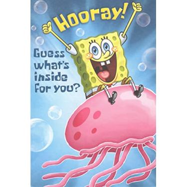 Imagem de Today and Always by American Greetings Cartão de feliz aniversário Bob Esponja Calça Quadrada - Hooray! Adivinhe o que está dentro para você? Um desejo esponjoso para uma super esponja tacular, feliz