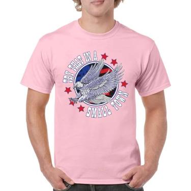 Imagem de Camiseta Try That in a Small Town Eagle Bandeira Americana Patriótica Música Country Colarinho Azul Camiseta Masculina Conservadora, Rosa claro, 4G