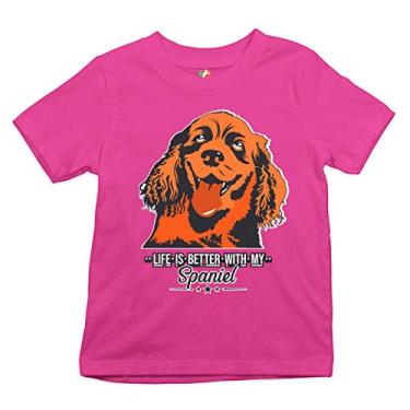 Imagem de Camiseta juvenil Life is Better with My Spaniel Pet Owner I Love My Dog Kids, Rosa choque, P