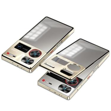 Imagem de QUIETIP Capa compatível com nubia Z60 Ultra 5G com protetor de tela, moldura de metal + superfície fosca de policarbonato capa traseira com proteção à prova de choque para câmera, dourada