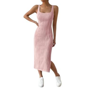 Imagem de Camisa Feminina Solid Split Thigh Tank Dress (Color : Baby Pink, Size : M)