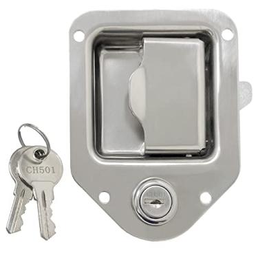 Imagem de Ganlandy Fechadura de porta de aço inoxidável, caixa de ferramentas de reboque RV substituição de trava com 2 chaves, 11 x 8 cm, trava de trava de porta estilo gota de armazenamento de caixa de ferram