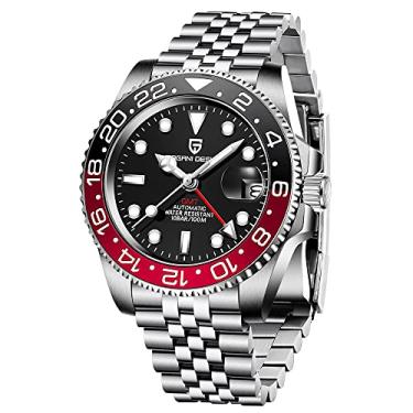 Imagem de Pagani Design Relógio de pulso masculino mecânico de luxo em aço inoxidável GMT relógio presente marca vidro safira relógios masculinos reloj Hombre, Borracha preta e vermelha