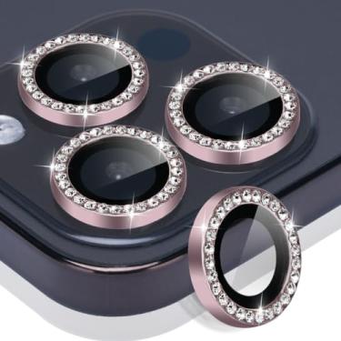 Imagem de Rayorcon Protetor de lente de câmera para iPhone 15 Pro e iPhone 15 Pro Max, protetor de lente de vidro temperado anel de liga de alumínio capa de câmera compatível com iPhone 15 Pro/iPhone 15 Pro Max (rosa diamante)