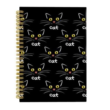 Imagem de Knibeo Caderno de gato preto, presentes de gatos para amantes de gatos, meninas e mulheres, diário de gato, presentes para mãe de gato, presentes de senhora de gato, caderno fofo, caderno espiral 14 x