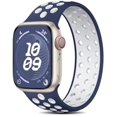Imagem de Adorve Pulseira solo compatível com Apple Watch séries 9, 8, 7, 6, 5, 4, 3, 2 e 1 de 44 mm, 45 mm, 49 mm, 41 mm, 40 mm, 38 mm e 42 mm, ultra 2