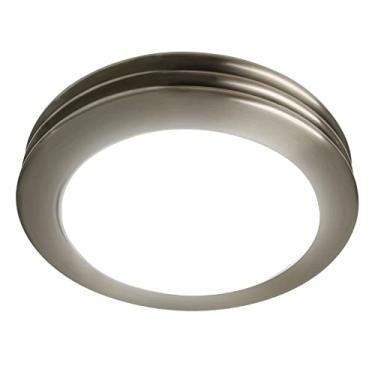 Imagem de Akicon Exaustor de banheiro ultra silencioso com luz LED 80CFM 2.0 Sones Ventilador redondo de banheiro com tampa de vidro fosco acabamento em níquel escovado (níquel escovado)