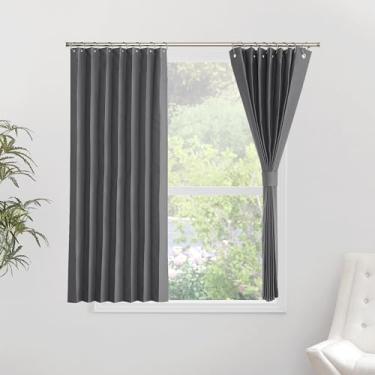 Imagem de NICETOWN Cortinas de janela curta blackout – Cortinas de privacidade com economia de energia para quarto, banheiro, porão, sala de estar, cozinha, persiana de porta sanfonada, L96 x C 127 cm, cinza, 1