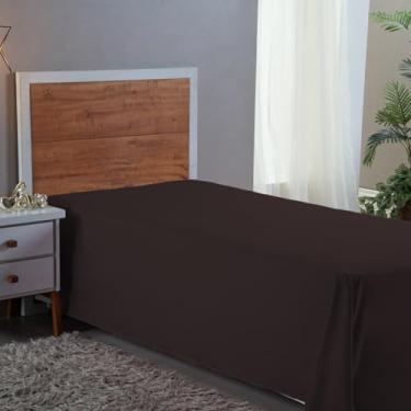 Imagem de Lençol Solteiro 400 Fios Avulso Cama Box e infantil Sem Elástico Virol (Marrom)