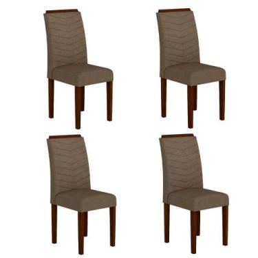 Imagem de Kit 4 Cadeiras Estofadas Lisboa Wood Imbuia/Capucci - Moveis Arapongas