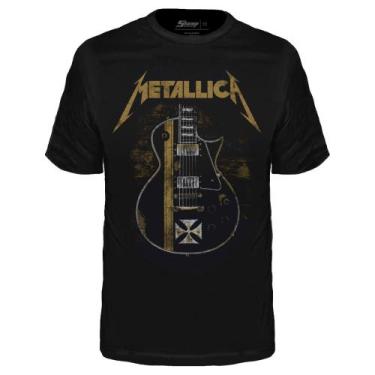 Imagem de Camiseta Infantil Metallica Hetfield Iron Cross Guitar Oficial Stamp
