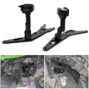 Imagem de PSLER Sliders de quadro de motocicleta - carenagem de carenagem de carenagem de motor proteção contra quedas para Ninja 300 250 2013-2018 (preto)