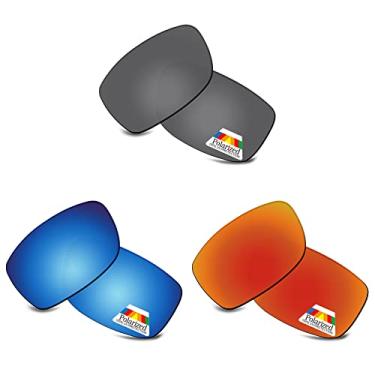 Imagem de Bwake Lentes de reposição polarizadas para óculos de sol Oakley Gauge 8 M/Gauge 8 L OO4124, Preto + azul + vermelho fogo, Gauge 8 M