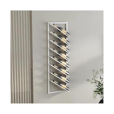 Imagem de Prateleira Moderna Para Exposição De Garrafas De Bebidas, Suporte Estreito Para Vinho Montado Na Parede Com Acessório, Suporte Quadrado Para Vinho Para Despensa(White)