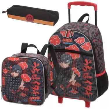 Imagem de Kit Mochila Rodinha Lancheira Estojo Escolar infantil Menino Anime Naruto Itachi Pacific-Masculino