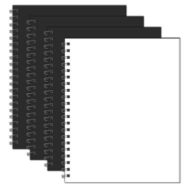 Imagem de Ouzoustate Caderno espiral em branco, caderno de esboço de capa dura de 21,6 cm x 28 cm, pacote com 4 cadernos grandes em branco para desenho, caderno A4 preto sem forro para mulheres, homens,