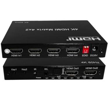 Imagem de Splitter Switch Matrix Hdmi 4X2 3D 4K Com Controle Remoto