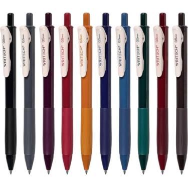 Imagem de WRITECH Canetas de gel retráteis, canetas de tinta de secagem rápida, ponta fina, 0,5 mm, 10 cores vintage sortidas exclusivas para diário, desenho, rabiscos e anotações (vintage 1)