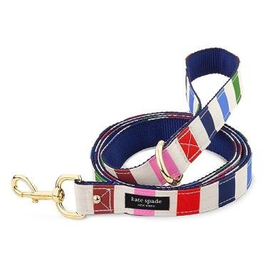 Imagem de Kate Spade New York Coleira para cães de 1,4 m, resistente para cães fêmeas ou machos, guia fofa para animais de estimação com ferragens de metal dourado, longa para pequenos e médios (faixa de
