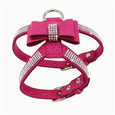 Imagem de Peitoral para cães pequenos, colete de strass para gatos com gravata borboleta, filhote, gatinho, fofo, brilhante, lindo diamante de cristal para animais de estimação pequenos, Yorkie Chihuahua, rosa