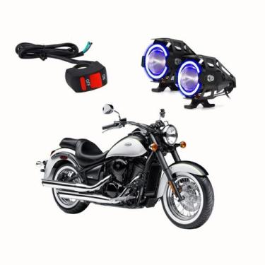 Imagem de Par Farol de Milha Angel Eye U7 Azul para Moto Kawasaki Vulcan VN 900 