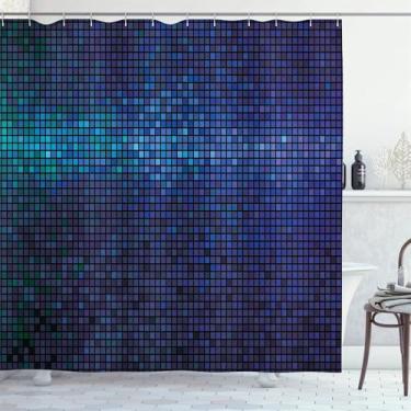Imagem de Cortina de chuveiro com bolinhas brilhantes, formato de ladrilhos pequenos, design, cortinas de banheiro de tecido impermeável, 5, L240 x A180 cm