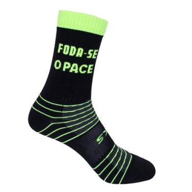 Imagem de Meia de  Corrida  - Foda-se o Pace - T-SOCKS , 38 ao 43, Preto, Verde