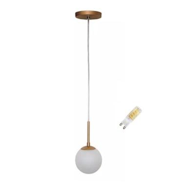 Imagem de Luminária Pendente Globo  Minimalista Decoração Luxo Dourada + Lâmpada