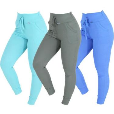 Imagem de Kit 3 Calças Feminina Ribana com Bolsos Jogger - Click Mais Bonita , A