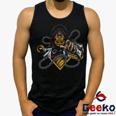 Imagem de Regata Scorpion 100% Algodão Mortal Kombat Geeko, Preto, GG